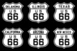 set of route us 66 american highway sign black and white
