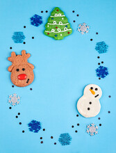 Christmas Snowman, Christmas Tree And Reindeer Chocolates With  Snowflake Decorations