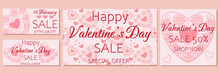 Valentine's Day Sale 14 February Vector Social Media Banner Flyer Promotion Online Discounts Winter Price Cut Stained Glass