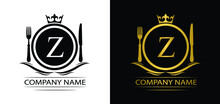 Letter Z Restaurant Logo Template Luxury Royal Food  Vector Company  Decorative Emblem With Crown  