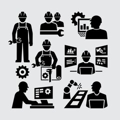 Engineering People Vector Icons Set	