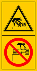 cmssn146 CombinationMachineSafetySignNew cmssn - mssn94mssn95v vertikal - Hydrauliktank steht unter Druck . Öffnen Sie den Tankdeckel niemals bei hohen Temperaturen . Deckel langsam lösen . g11035