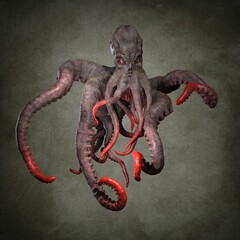 Wall Mural - Predatory ocean octopus. 3D illustrations