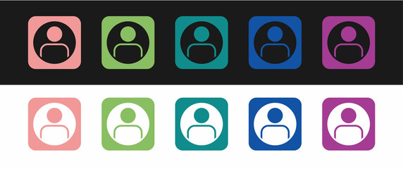 Set Create account screen icon isolated on black and white background. Vector