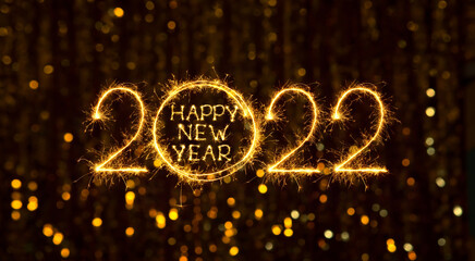 Wall Mural - greeting card happy new year 2022
