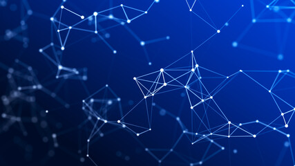 Fototapete - Abstract distribution of lines and points in space. Big data visualization. 3D rendering.