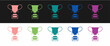 © Iryna - Set Award cup icon isolated on black and white background. Winner trophy symbol. Championship or competition trophy. Sports achievement sign. Vector