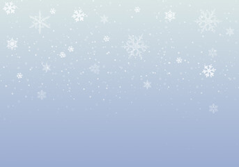 Wall Mural - Snow background. Blue Christmas snowfall with defocused flakes. Winter concept with falling snow. Holiday texture and white snowflakes..