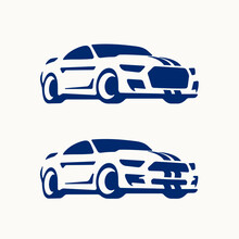 Set Of Muscle Car Silhouette Logos. Ford Mustang