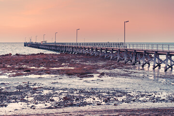 Wall Mural - Moonta Bay foreshore with jetty at sunset, Yorke Peninsula,  South Australia