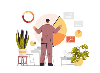 Poster - businessman analyzing statistics data on diagram business report presentation concept