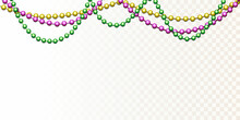 Mardi Gras Beads. Mardi Gras Decoration. Isolated On Transparent Background. Vector Design Illustration