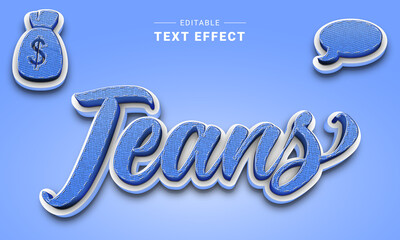 Wall Mural - Editable text style effect - Jeans text style theme.	