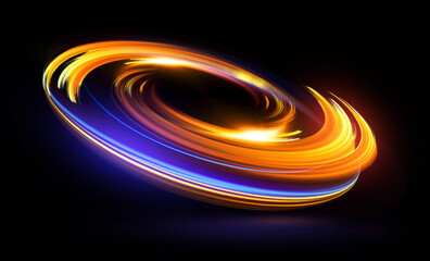 Wall Mural - Glow swirl light effect. Circular lens flare. Abstract rotational lines. Power energy element. Luminous sci-fi. Shining neon lights cosmic abstract frame. Magic round frame. Swirl trail effect. Glintv