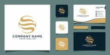 Initial Letter OS , SO, Minimalist Art, With Gold Monogram Logo Premium Vector