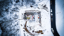 Aerial Construction Site In Winter