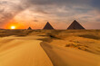 Sunset view of Pyramid complex of Giza, in Cairo, Egypt.