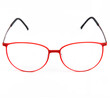 © Stas - Red glasses frames on white background. Sun goggles and glasses for vision in red frames.