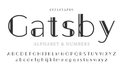 Fototapete - Elegant font and alphabet in Art deco style. Gatsby font and alphabet, Condensed letters set.