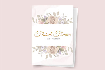 Canvas Print - Elegant floral frame background design with soft color blooming roses flower