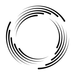 Poster - Black speed lines in round shape, swirl for frame, turbulence logo, tattoo, sign, symbol stock illustration