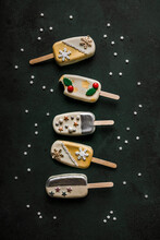 Christmas Decorated White Chocolate Cake Pops With Star Shape Sprinklers