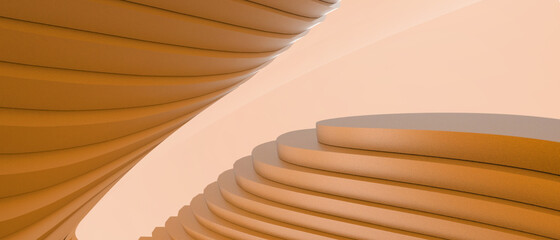 Poster - Abstract Background. futuristic curve Geometric Shape and Business concept with architecture design on Orange. copy space, digital, banner, website -3d Rendering