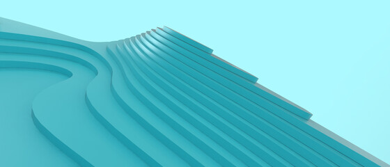 Aufkleber - Abstract Background. Geometric Shape curve design and Creative idea with Digital Origami Paper on Blue. Minimal style, copy space, banner, website -3d Rendering