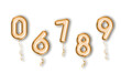 Vector set of realistic golden foil balloon number