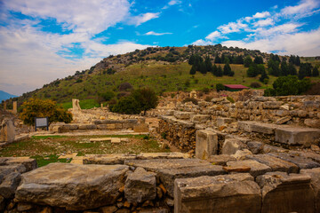 Wall Mural - EPHESUS, TURKEY: Agora is the central square and ruins of the ancient city of Ephesus.