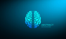 Abstract Brain Technology, Futuristic, Energy Technology Concept. Stripes Lines With Blue Light, Speed And Motion Blur Over Dark Blue Background.