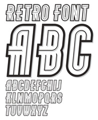 Poster - Set of vector narrow retro old upper case alphabet English alphabet letters, for use as retro poster design elements.