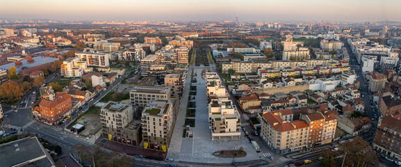 Wall Mural - Gennevilliers, France - 11 10 2021: Panoramic view of Gennevilliers buildings district