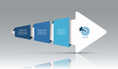 Infographic arrow template with 3 steps.