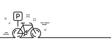 Bike Line Icon. Bicycle Parking Sign. Urban Traffic Symbol. Minimal Line Illustration Background. Bike Line Icon Pattern Banner. White Web Template Concept. Vector