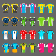 Wall Mural - Sport uniform. Athletic team t shirts sport identity for active game players soccer basketball recent vector colored templates