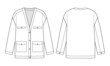Fashion technical drawing of jacket cardigan