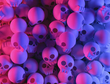 Background Wallpaper With Colorful Cartoon 3d Skulls