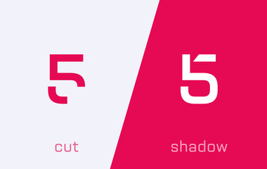 Poster - Set of number 5 minimal logo icon design template elements