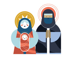 Sticker - holy family christmas scene