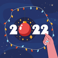 Sticker - bulbs lights and 2022 year