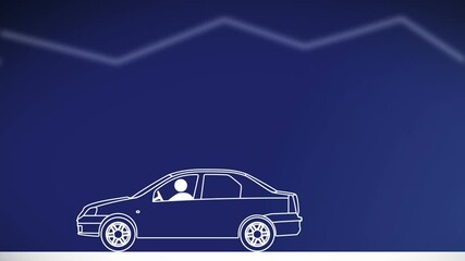 Wall Mural - An animation of a car on a dark blue backgroun