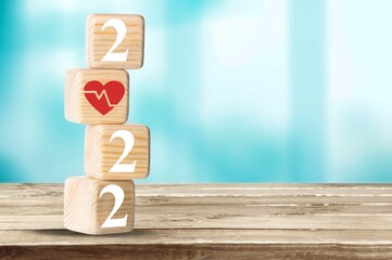 Wall Mural - Doctor concept with 2020 and heart on wooden cubes