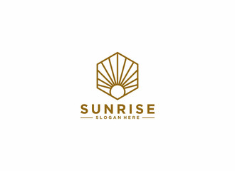 Wall Mural - sunrise logo template vector in white background