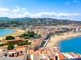 Sticker - Peniscola, Valencia, Spain. The view from the castle on the cost