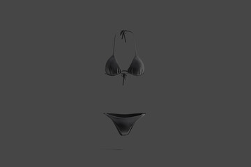 Canvas Print - Blank black woman bikini mock up, dark background