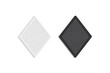 Blank black and white rhombus embroidered patch mockup, top view