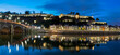 Panoramic Namur Citadel with Meuse river and the bridge in the evening. Namur, Belgium.