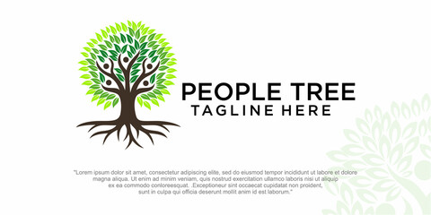 Wall Mural - People Tree Vector Logo Template