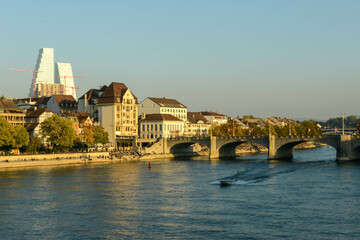 Wall Mural - View at river Rhine on Basel, Switzerland